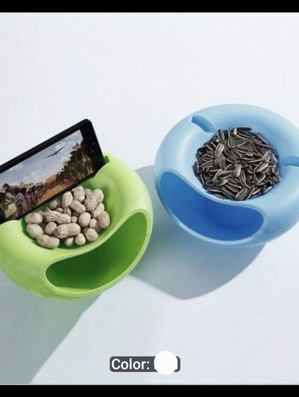 Blue Silicone Phone & Snack Food Holder